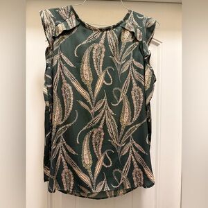 LOFT Green Paisley Print Top